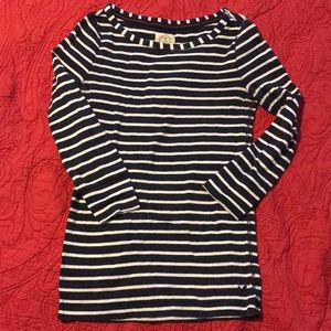 Navy and white striped top